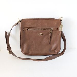 Coach Mae File Cross body bag in brown leather.